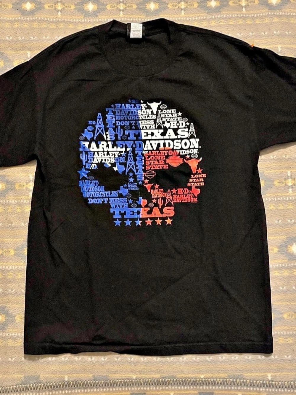 Harley-Davidson Texas Typography Skull Graphic T-Shirt Black Large